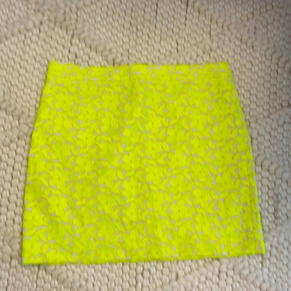 J. Crew Skirt - Neon Green Flowers, Size 4